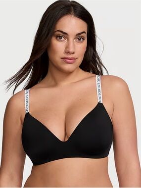 Victoria's Secret Black Wireless Logo-Strap T-Shirt Bra